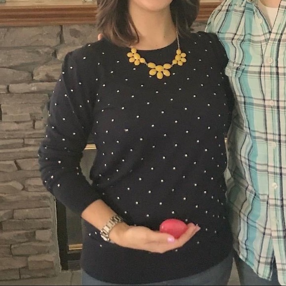 Lightweight polka dot navy sweater size medium - Picture 4 of 5